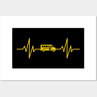 Funny School Bus Driver Gift Love School Bus Heartbeat Posters and Art